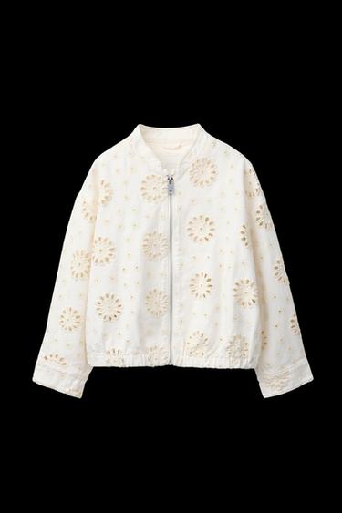 Zara SWISS EMBROIDERED JACKET - White - Image 0