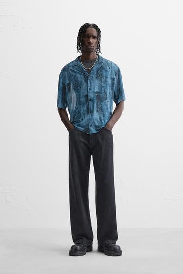 PRINTED SEMI-SHEER SHIRT - Blue by Zara - Image 0