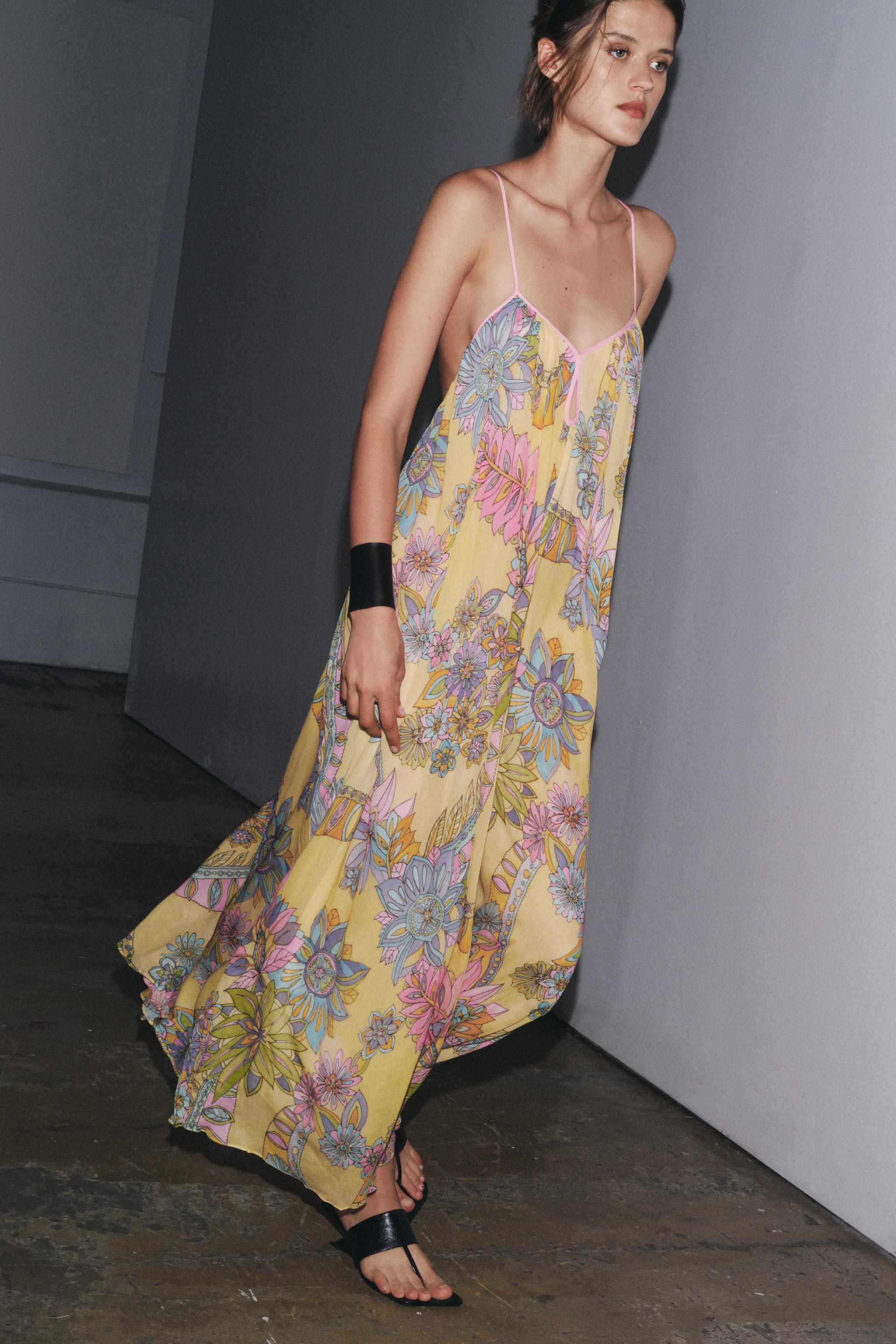 FLORAL PRINT DRESS ZW COLLECTION - Yellow | ZARA United States