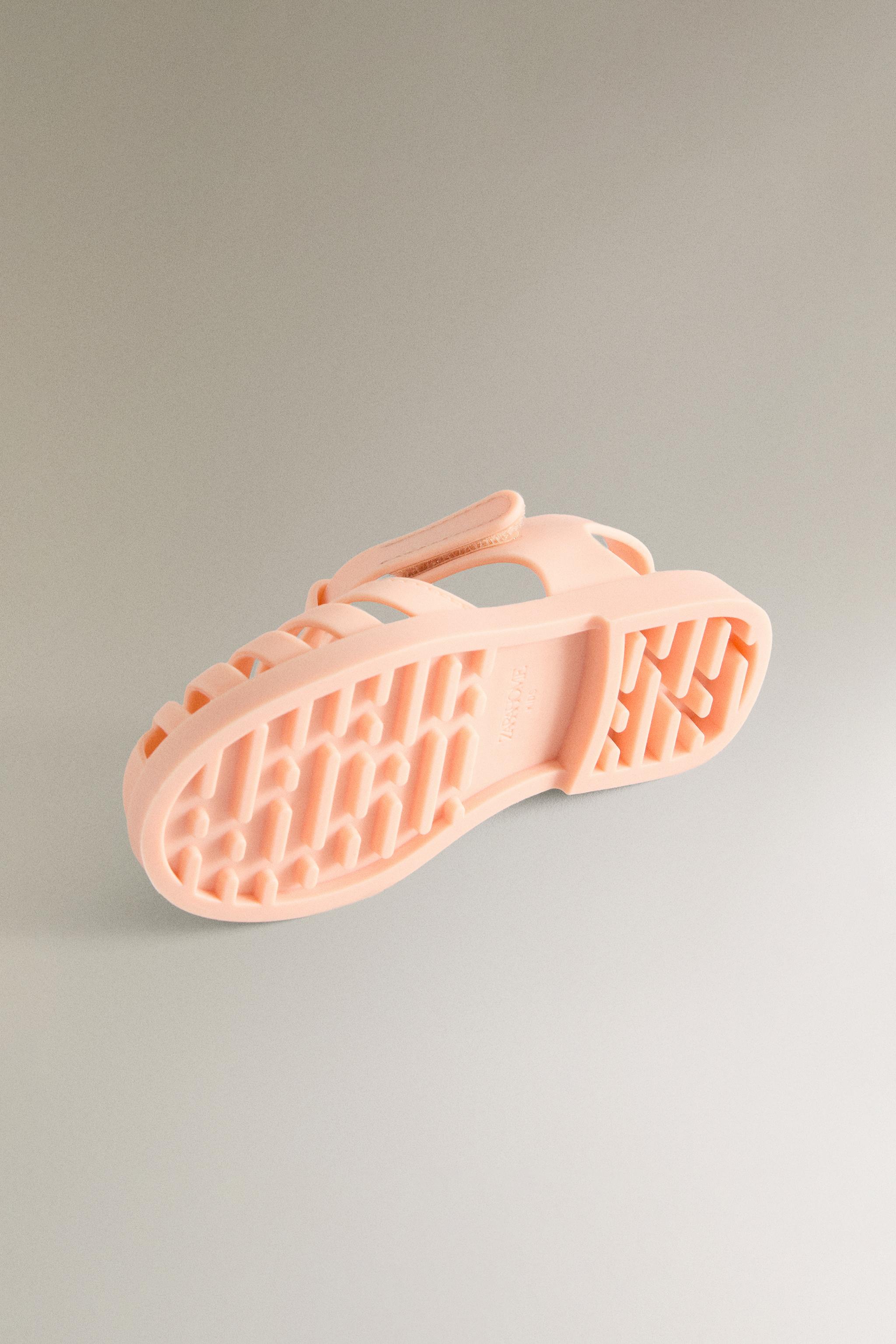 RUBBERIZED CAGE SANDALS WITH HOOK-AND-LOOP STRAP