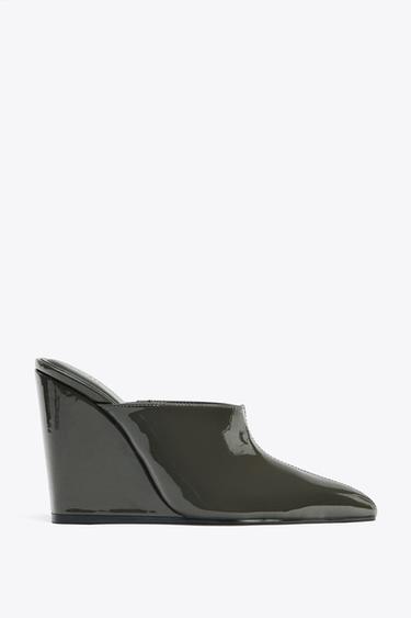 Zara PATENT WEDGE HEELS - Gray - Image 0