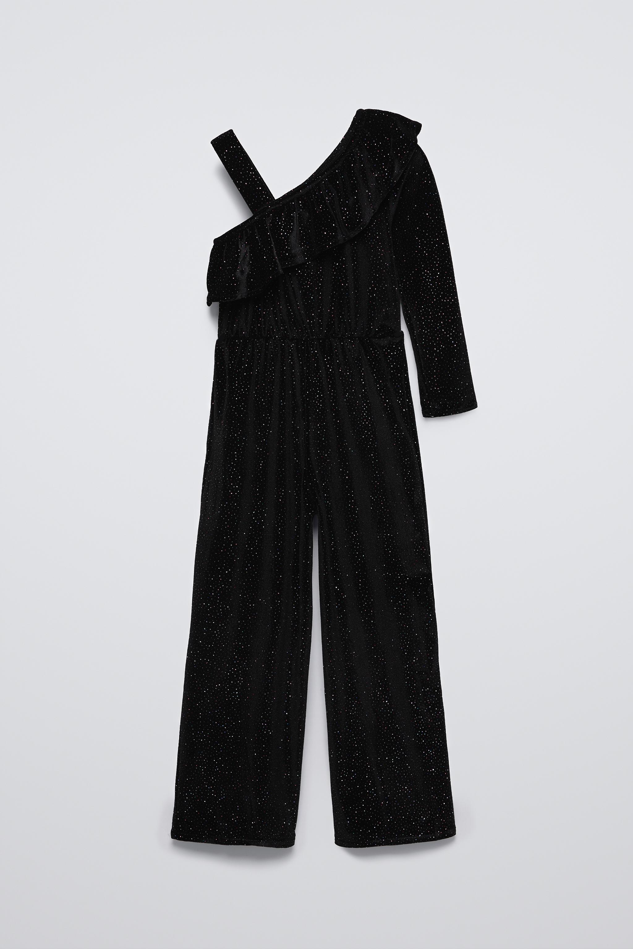 Black velvet jumpsuit zara online