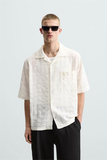 CAMISA ESTRUCTURA CALADOS - Blanco roto de Zara