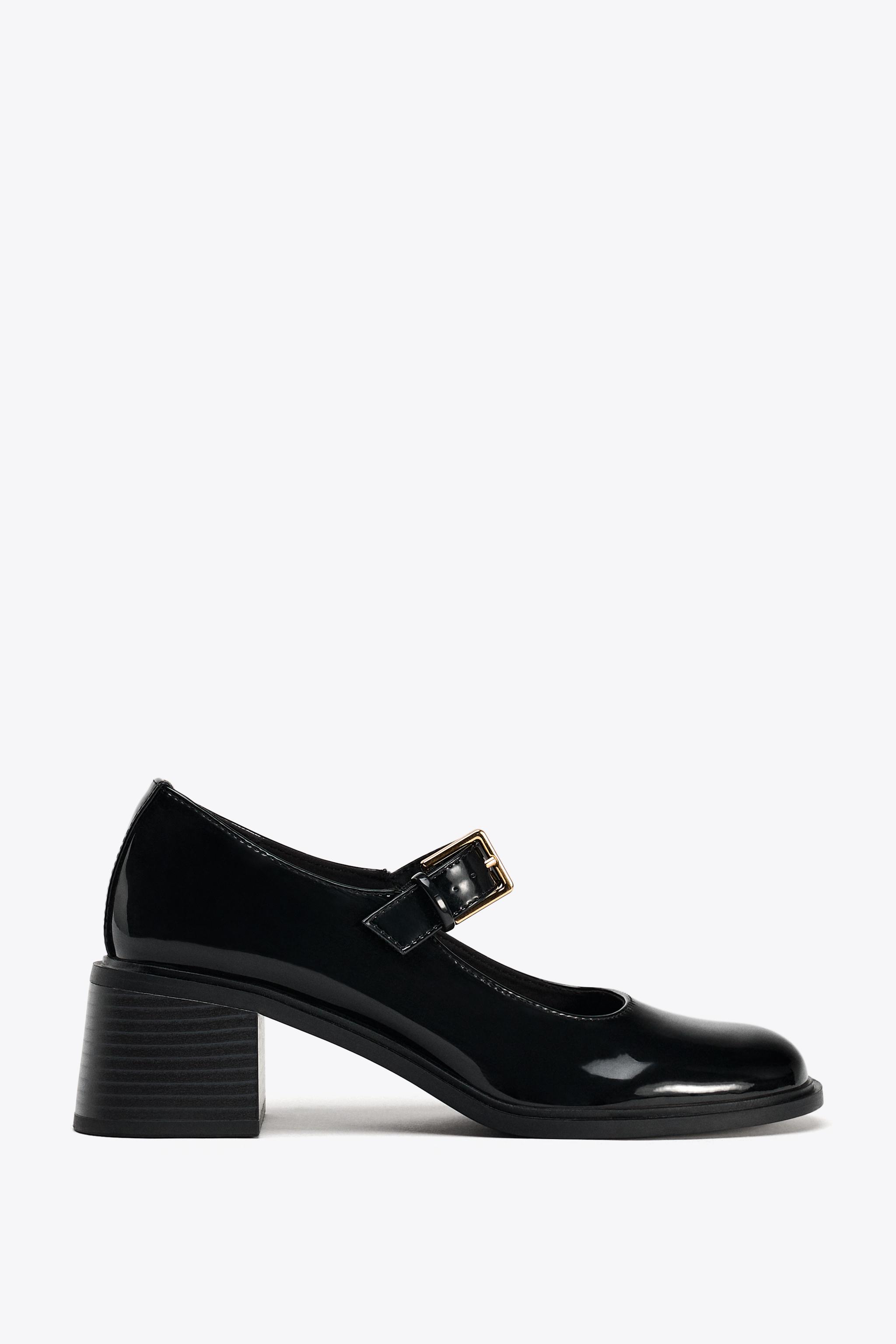 エナメルレザー風ヒールシューズ - ブラック | ZARA Japan / 日本