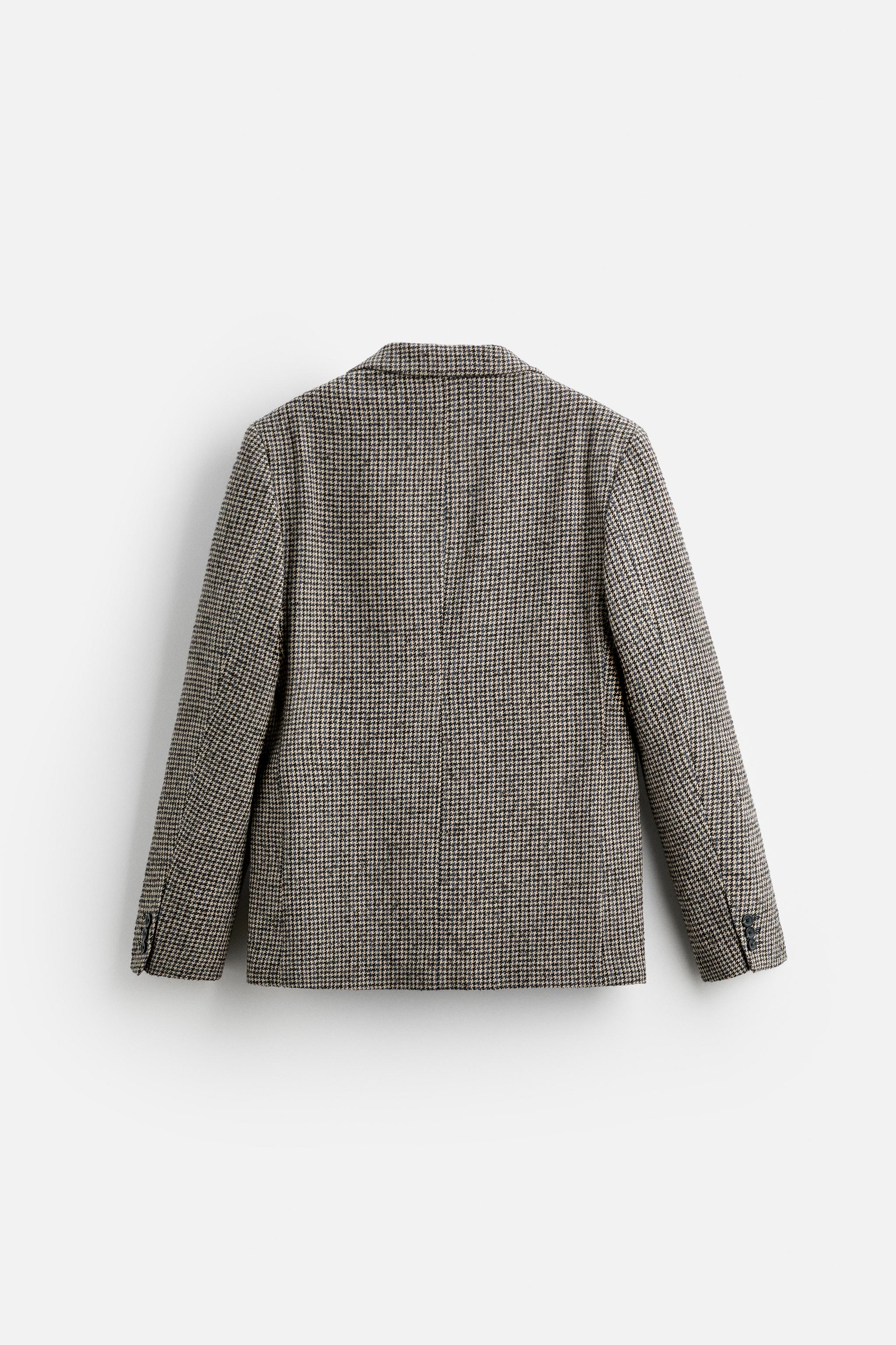 HOUNDSTOOTH BLAZER Sand Black ZARA United States