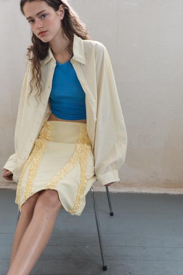 POPLIN OVERSIZE SHIRT - Light yellow by Zara - Image 1