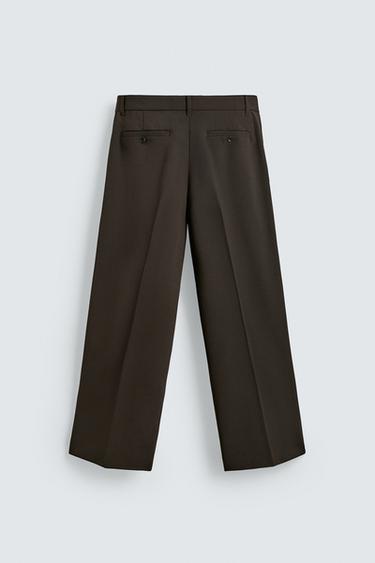 PLEATED WIDE-LEG TROUSERS - Brown by Zara - Image 7