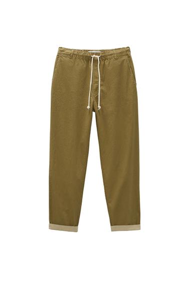 CONTRASTING TROUSERS WITH JOGGER WAIST