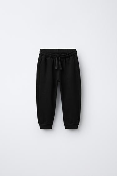 Zara PIQUE JOGGER PANTS - Black