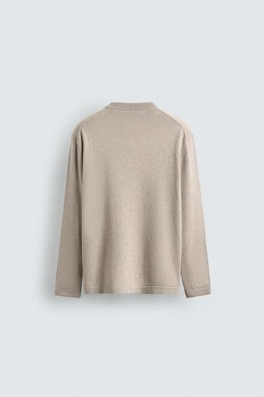 COTTON BLEND HENLEY JUMPER - Sand / Marl by Zara - Image 7