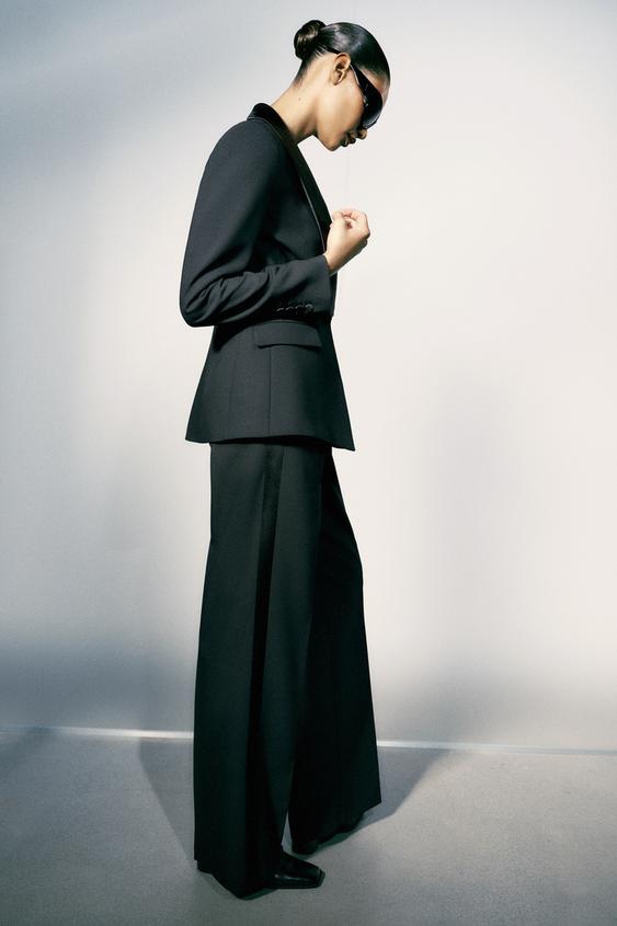 PANTALON À BANDE LATÉRALE SATINÉE - Noir de Zara - Image 3