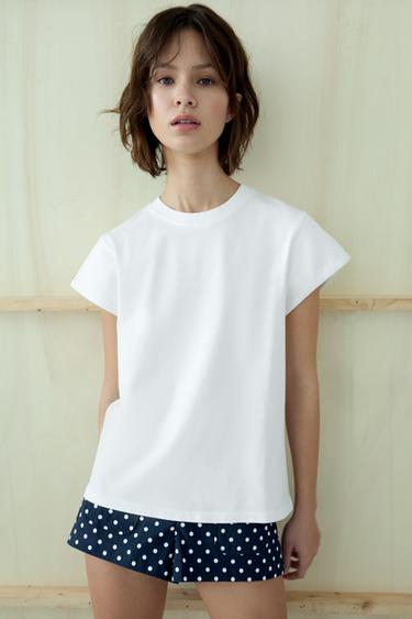 Zara HEAVY COTTON T-SHIRT - White