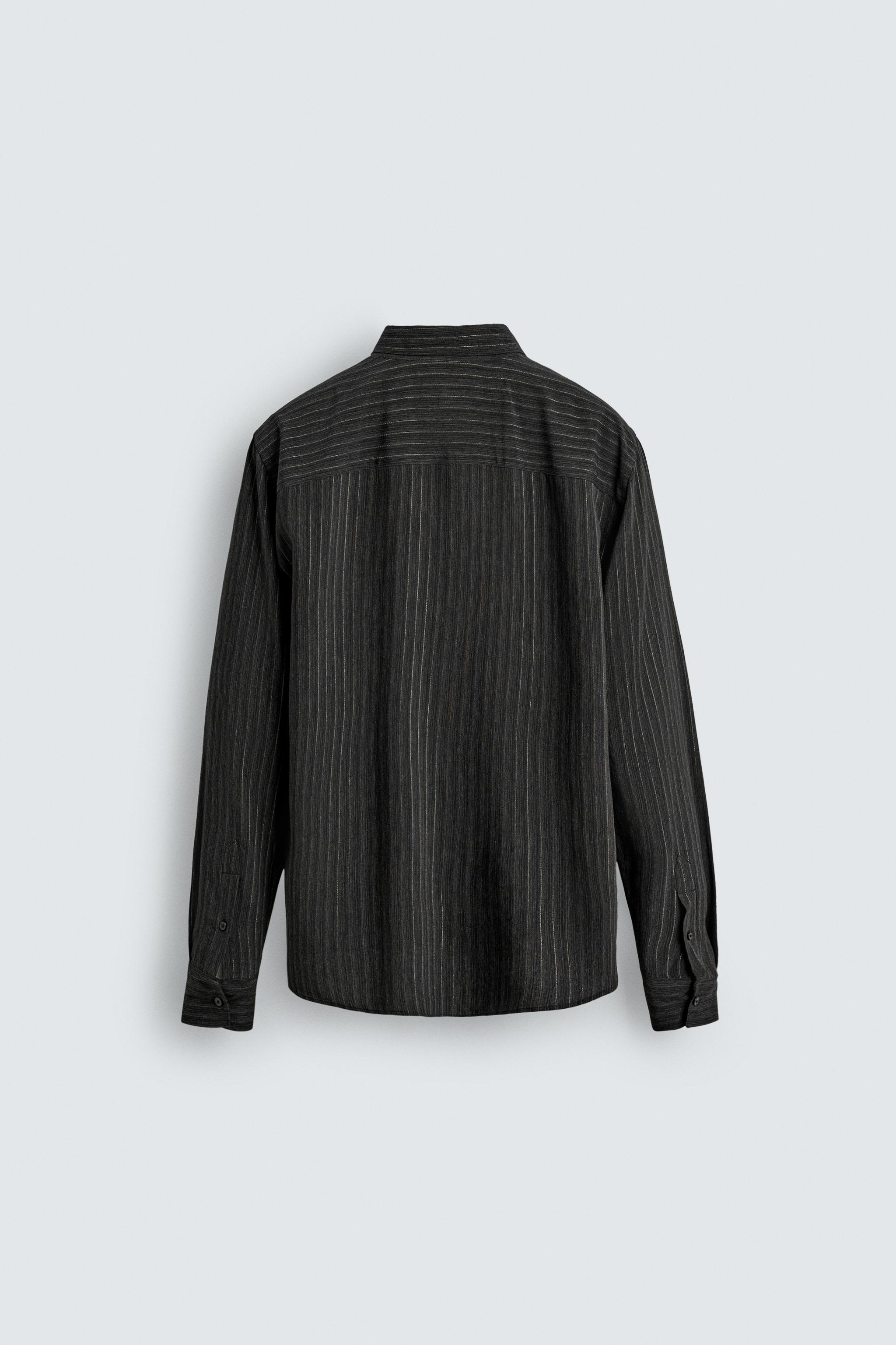 LIMITED EDITION 光沢ストライプフルイドシャツ - ブラック | ZARA