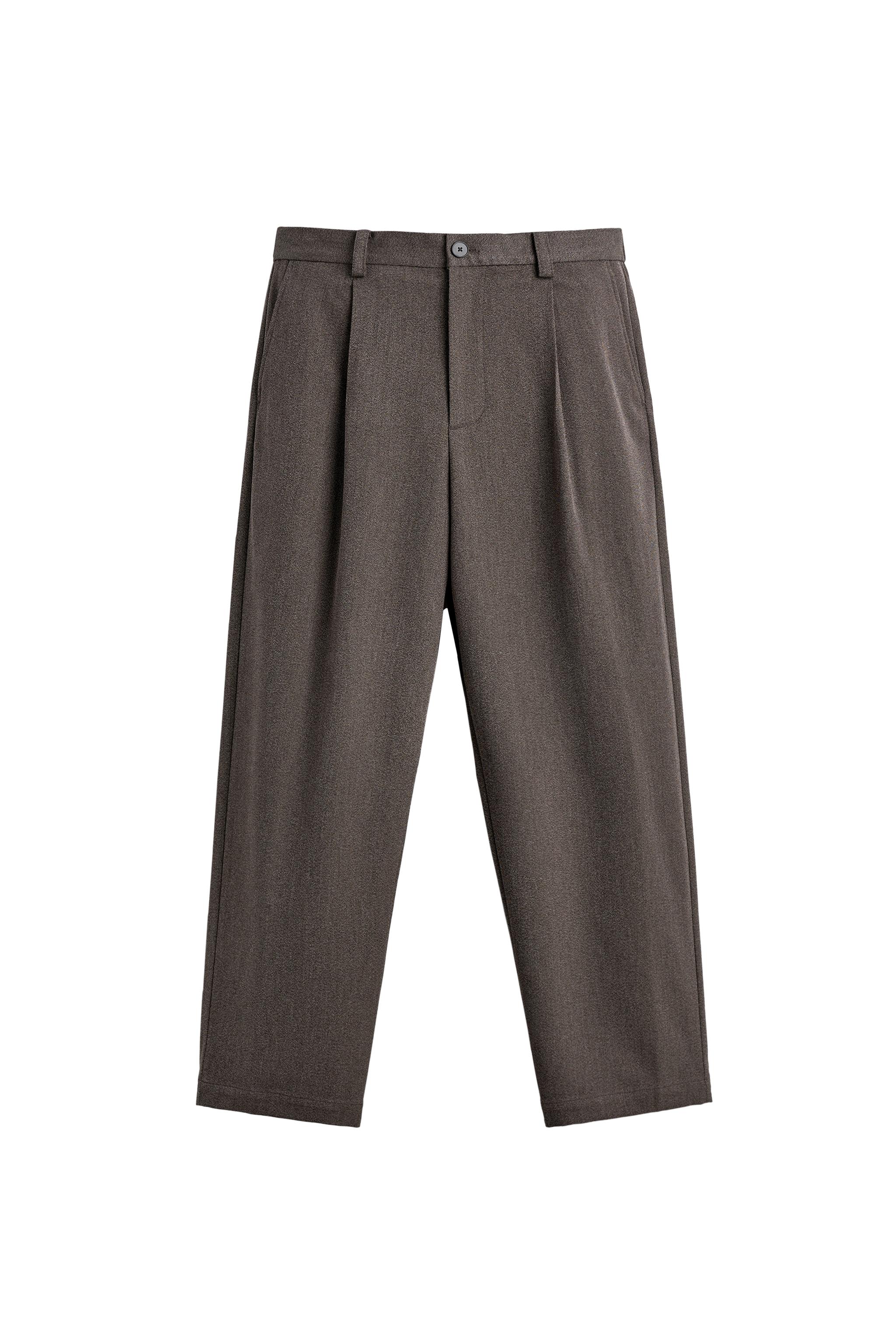 RELAXED FIT TEXTURED SUIT WIDE-LEG PANTS