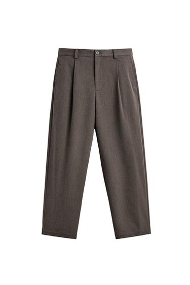 PANTALÓN WIDE FIT TRAJE ESTRUCTURA RELAXED FIT - Marrón / Topo de Zara