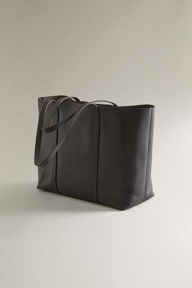 SAC CABAS CUIR - Marron chocolat de Zara - Image 4