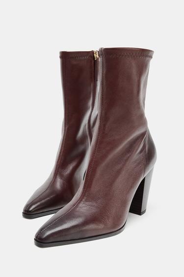 BOTTINES EN CUIR À TALONS CAMPERO - Bordeaux de Zara - Image 3