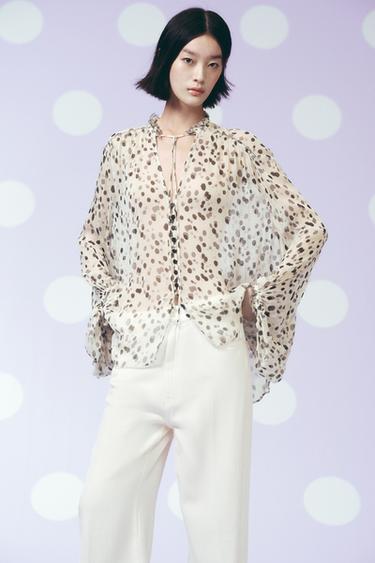 ZW COLLECTION POLKA DOT SHIRT - Black / White by Zara