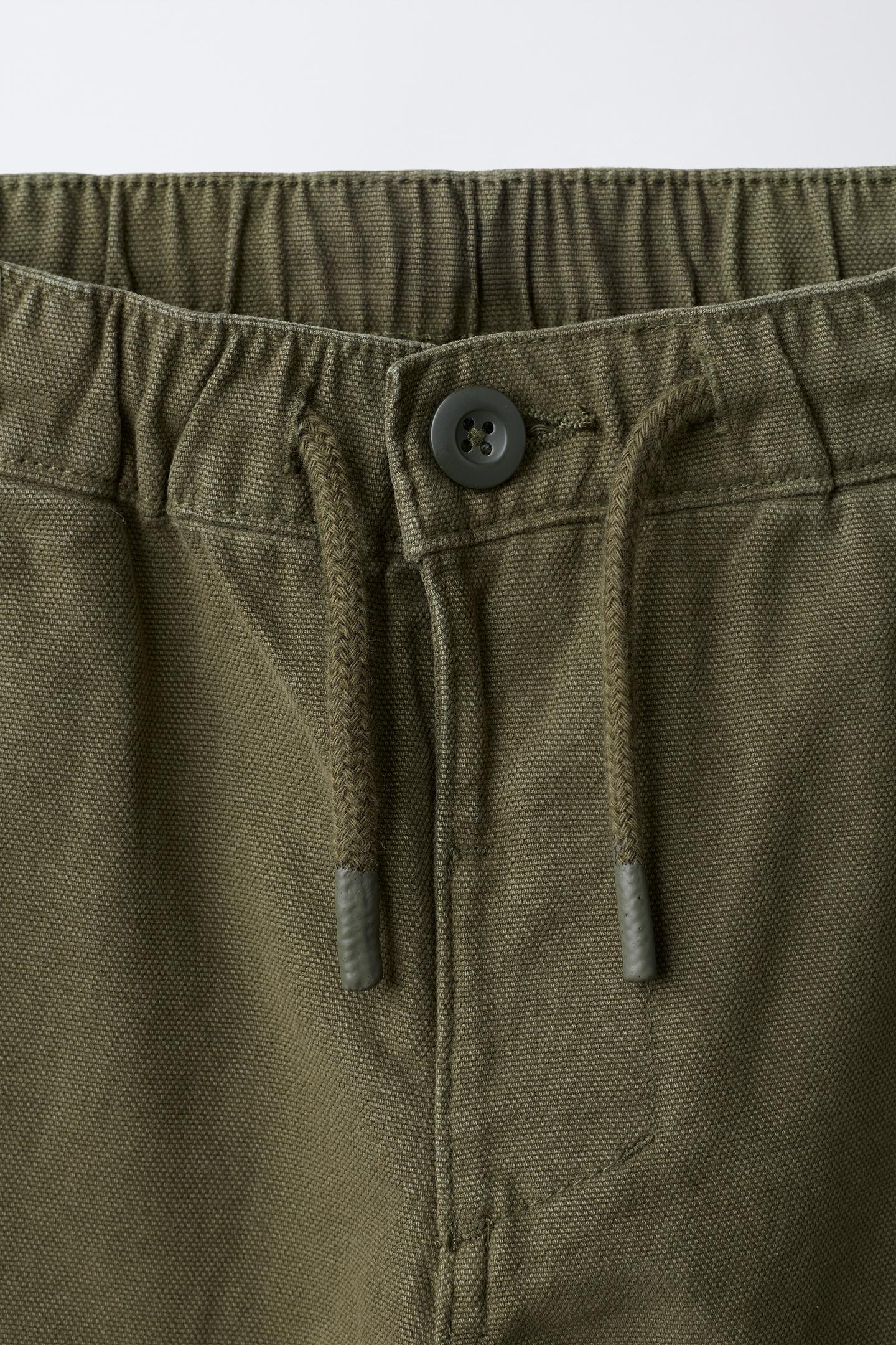Детские брюки Zara Canvas Baggy, цвет: Тёмный хаки — фото 3