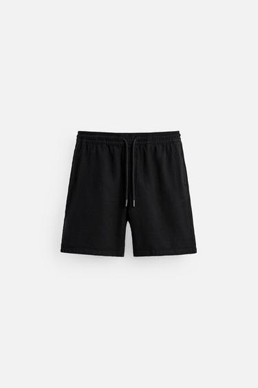 TEXTURED REGULAR FIT BERMUDA SHORTS - Black by Zara