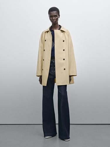 Gabardina trench mezcla algodón - Beige / Verde de Zara - Imagen 0
