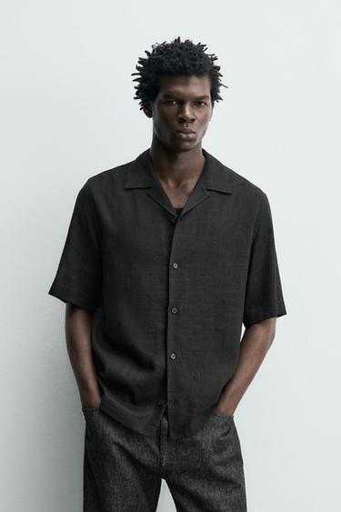 FLUID TEXTURED SHIRT - Black by Zara