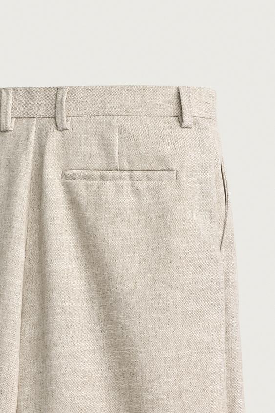 PANTALON DÉCONTRACTÉ STRUCTURE PLIS - Beige clair de Zara - Image 8