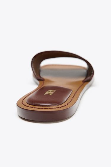 SANDALES EN CUIR SOFT - Marron foncé de Zara - Image 5