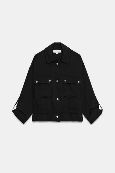 VESTE SAFARI MANCHES RETROUSSÉES - Noir de Zara - Image 5