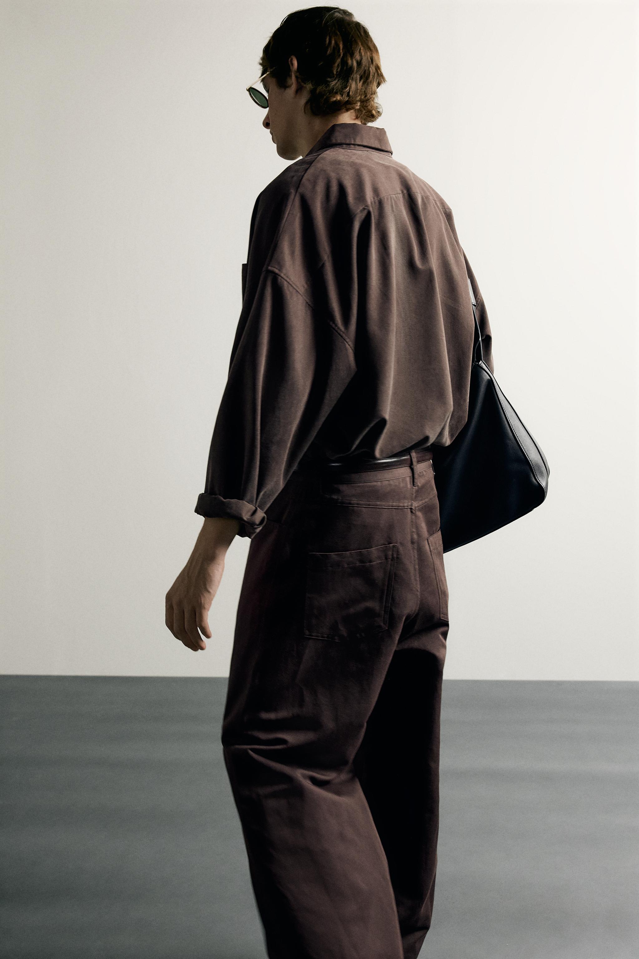 Zara PAMUK - KETEN RELAXED FIT PANTOLON görsel 5