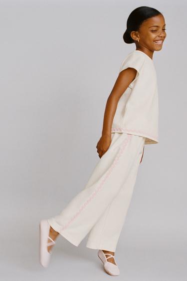 WAVY STRAIGHT-LEG TROUSERS - Ecru by Zara