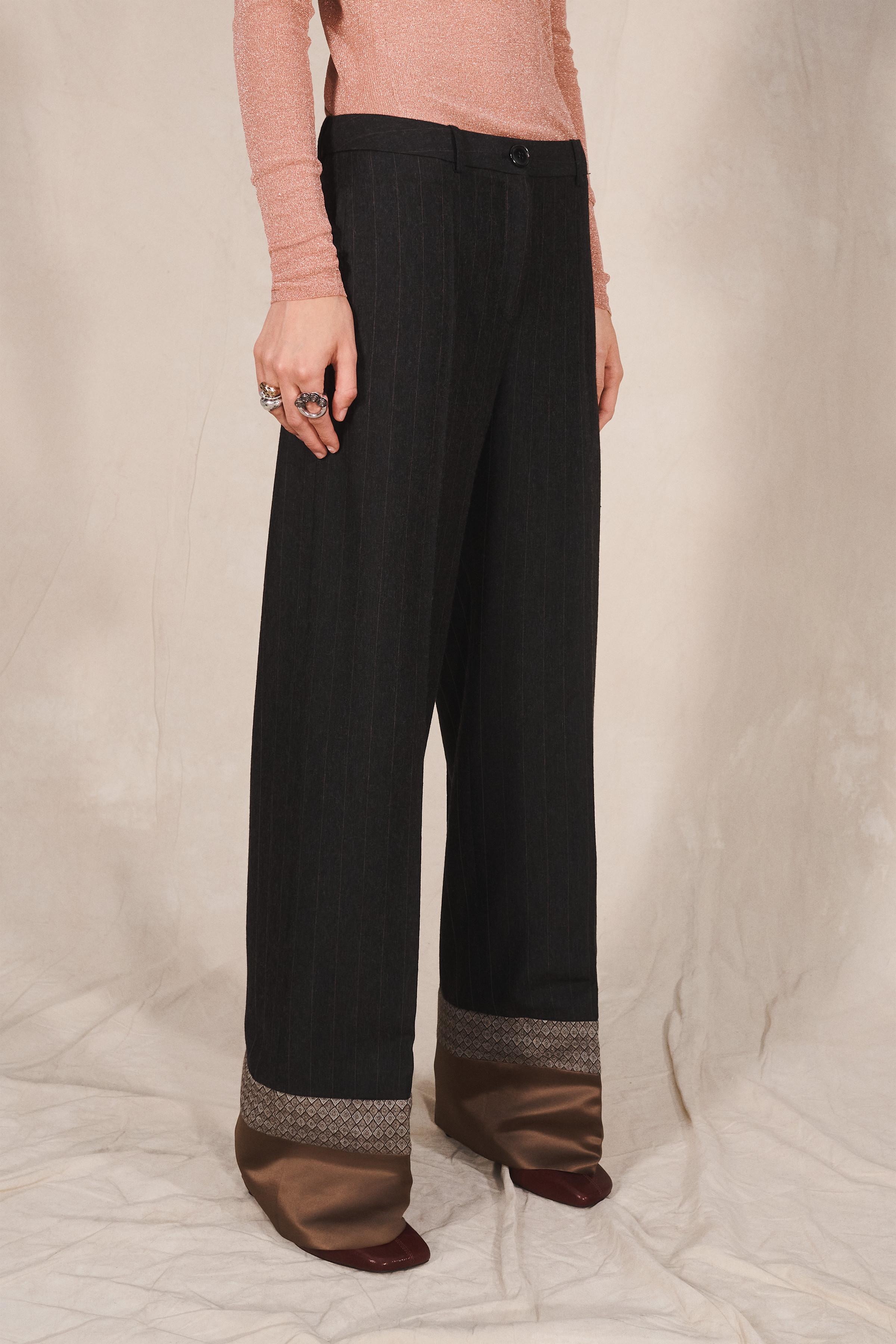 LIMITED EDITION STRIPED PANTS WITH CONTRAST HEM