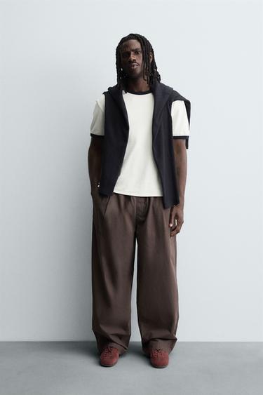 BALLOON FIT PLEATED TROUSERS - Brown by Zara