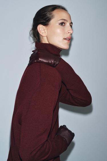 PULL 100 % LAINE OVERSIZE COL MONTANT - Grenat de Zara - Image 4