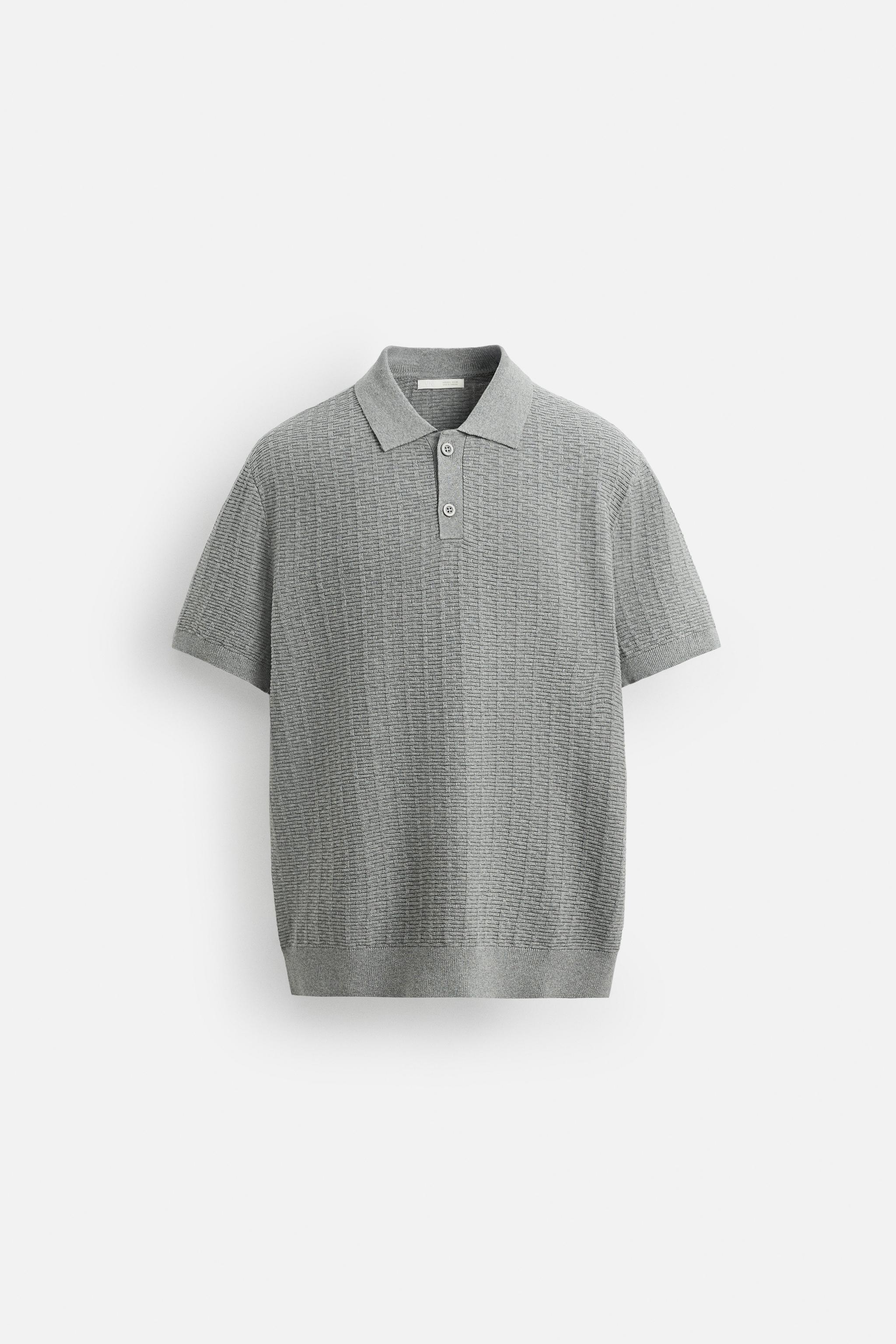 TEXTURED KNIT POLO SHIRT - Grey marl | ZARA New Zealand