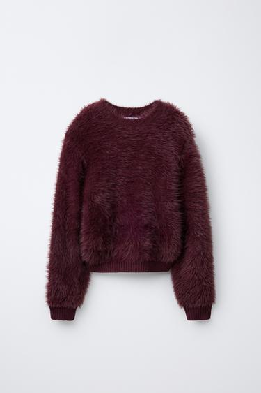 JERSEY PUNTO EFECTO PELO - Burgundy de Zara