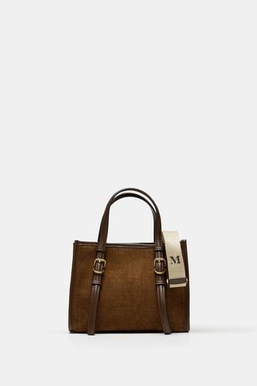 CORDUROY MINI TOTE BAG - Brown by Zara