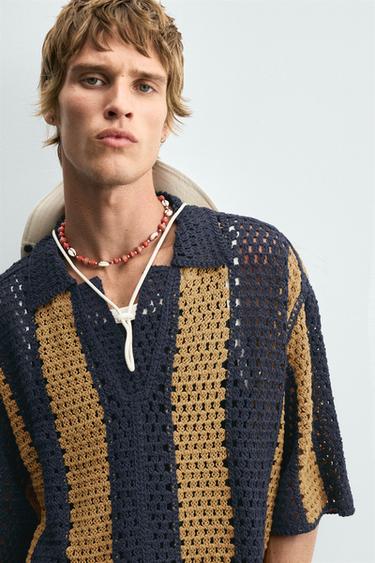 CROCHET PATCH SHIRT - Navy blue by Zara - Image 4