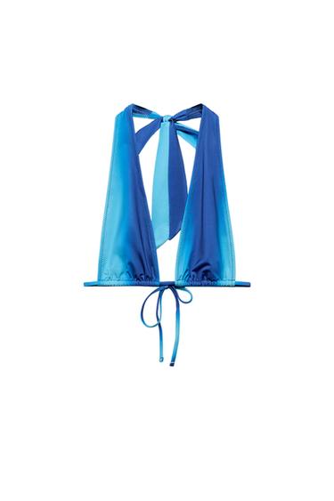 Zaras MÖNSTRAD TRIANGEL BIKINITOPP - Blå