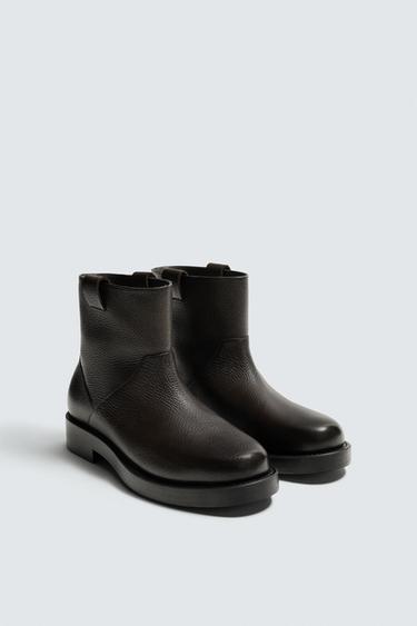 ШКІРЯНІ ЧОБОТИ З ТОВСТОЮ ПІДОШВОЮ - Коричневий Zara