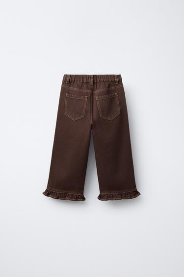 TWILL CULOTTES WITH RUFFLE HEM - Brown by Zara - Image 1