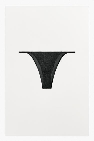 TANGA FIL MÉTALLISÉ - Noir de Zara