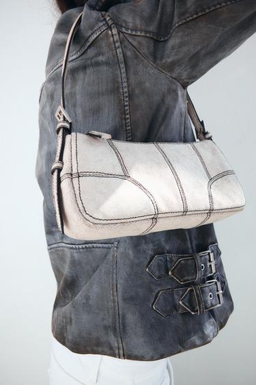 SAC D'ÉPAULE MINI EFFET CRAQUELÉ - blanc de Zara - Image 0