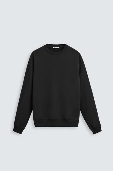 Zara BASIC CREWNECK SWEATSHIRT - Black