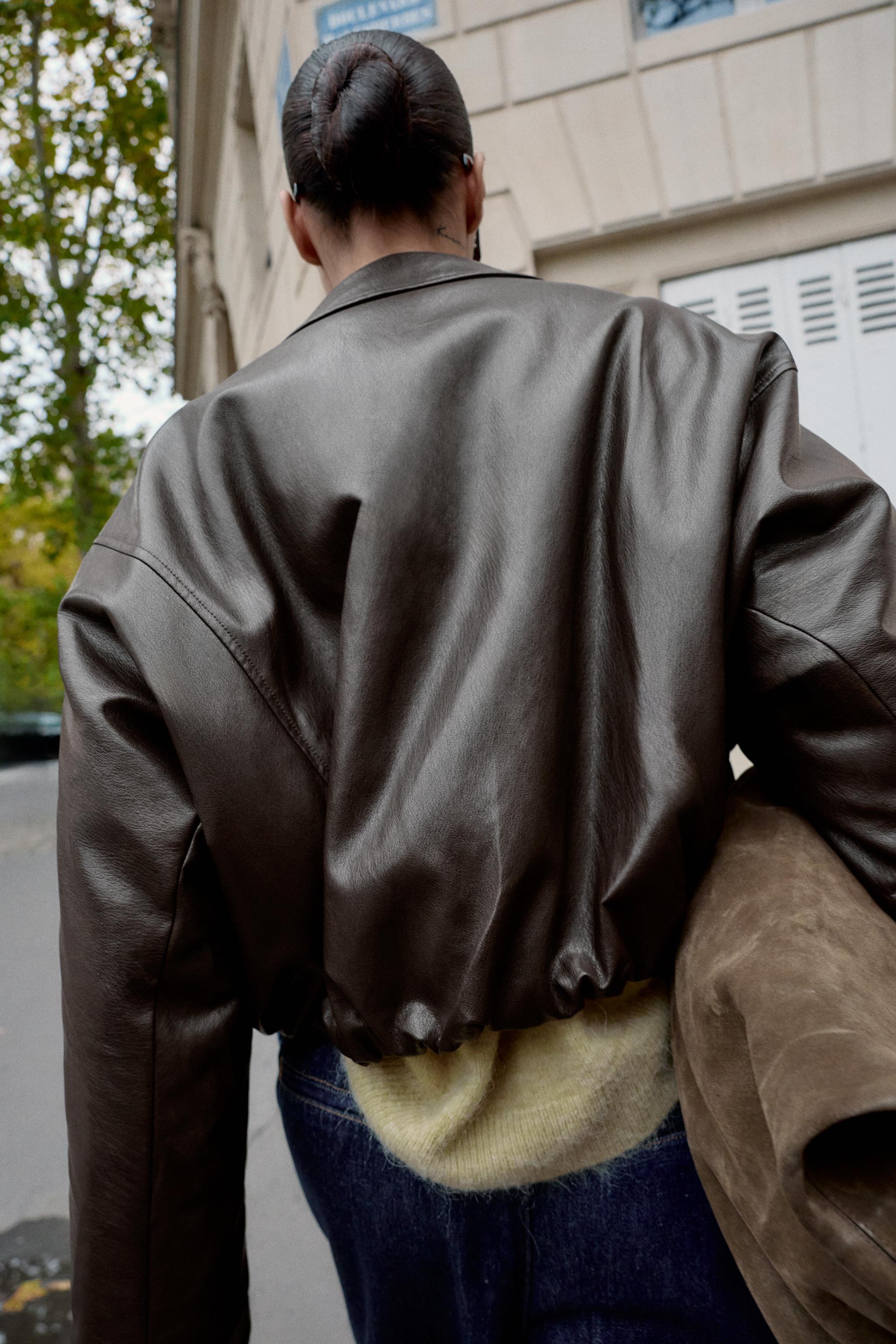 FAUX LEATHER BOMBER JACKET