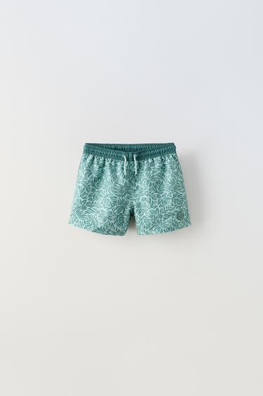 6–14 ЛЕТ/ ПЛАВКИ С ПРИНТОМ «ЛИСТЬЯ» — ЗЕЛЕНЫЙ от Zara — изображение 0
