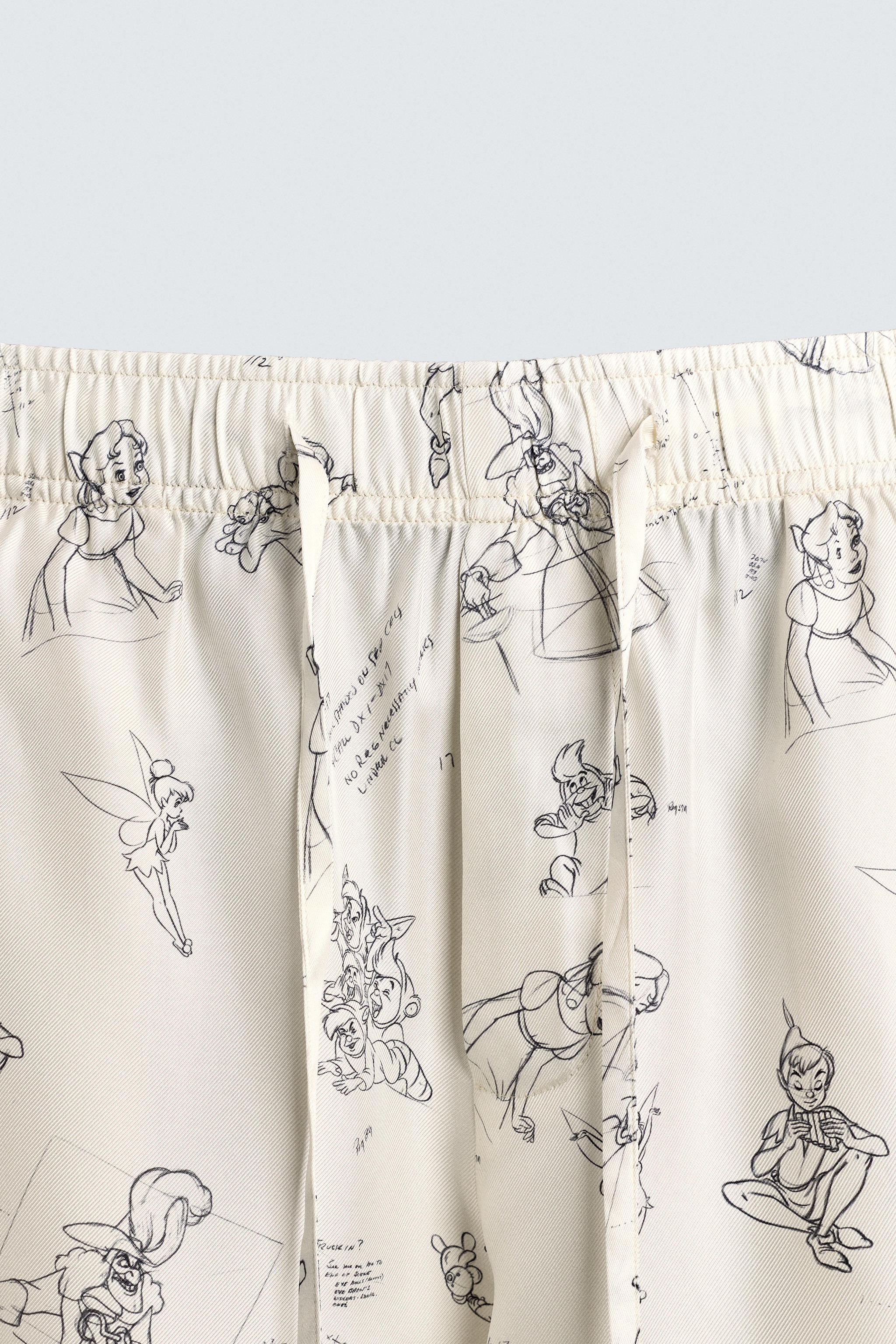 PETER PAN CHARACTERS SILK-VISCOSE SHORTS HARRY LAMBERT FOR ZARA
