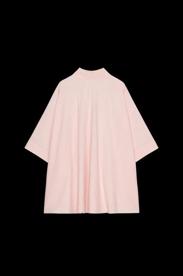 ZW COLLECTION STRIPED OVERSIZE CAPE SHIRT - Pink by Zara