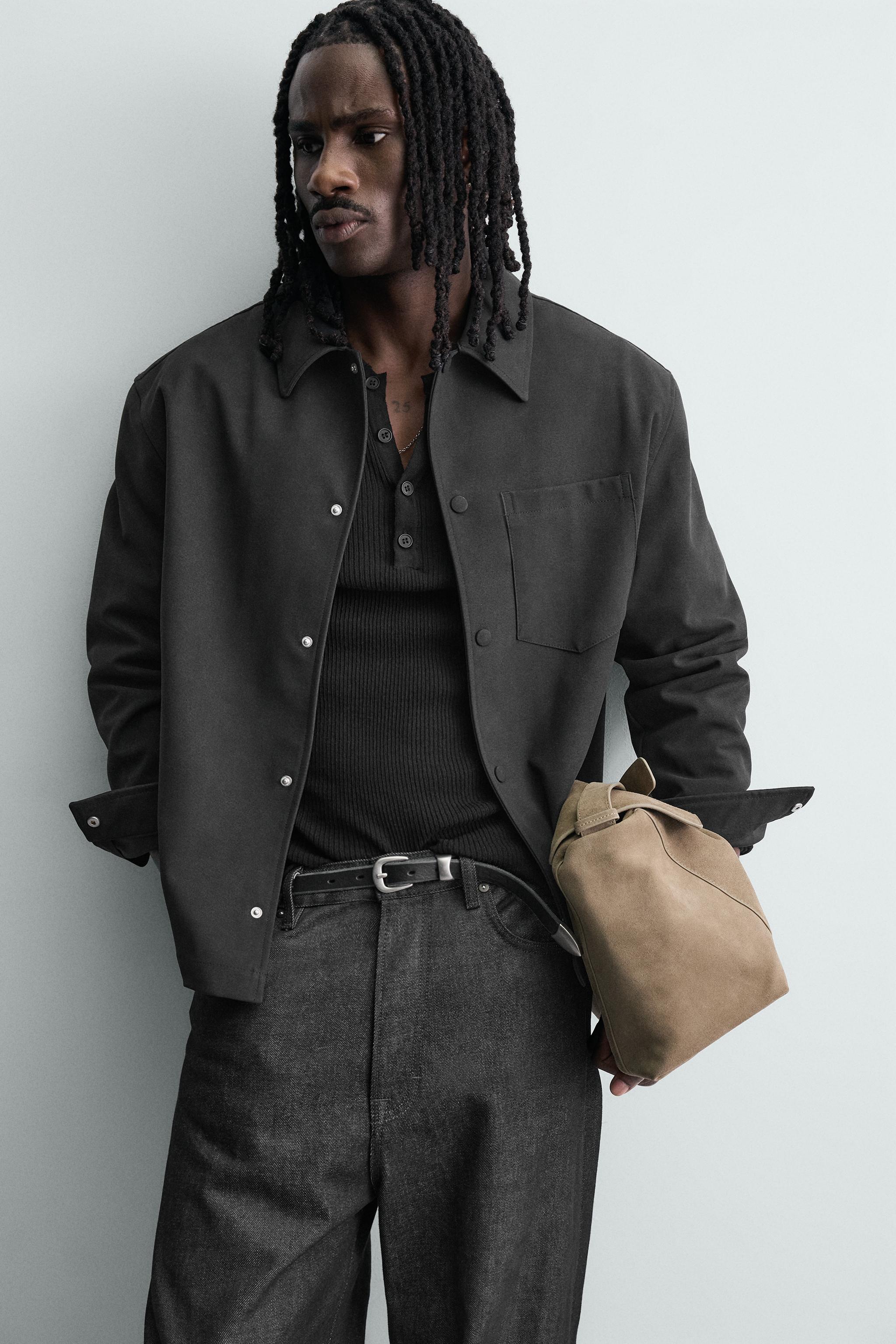 RELAXED FIT FAUX SUEDE OVERSHIRT