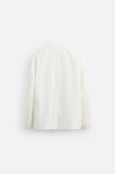 100% LINEN SUIT BLAZER - White de Zara - Image 8